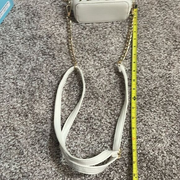 Bebe White Gold Mini TopHandle convertible Crossbody Bag Chain Accents Y2K style - Picture 8 of 8